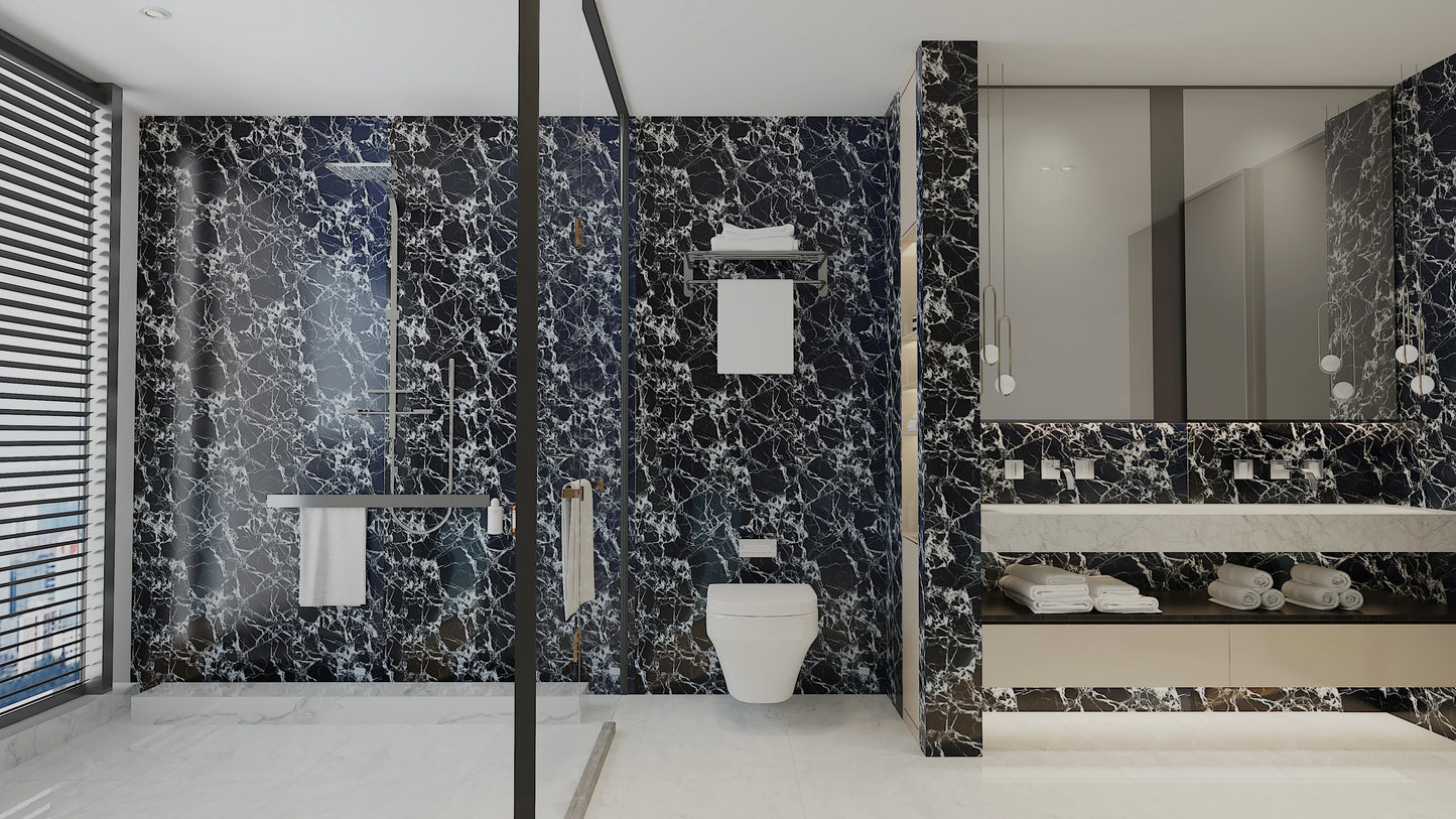 Black Marquina Marble Wall Panel Sample 4*4 in