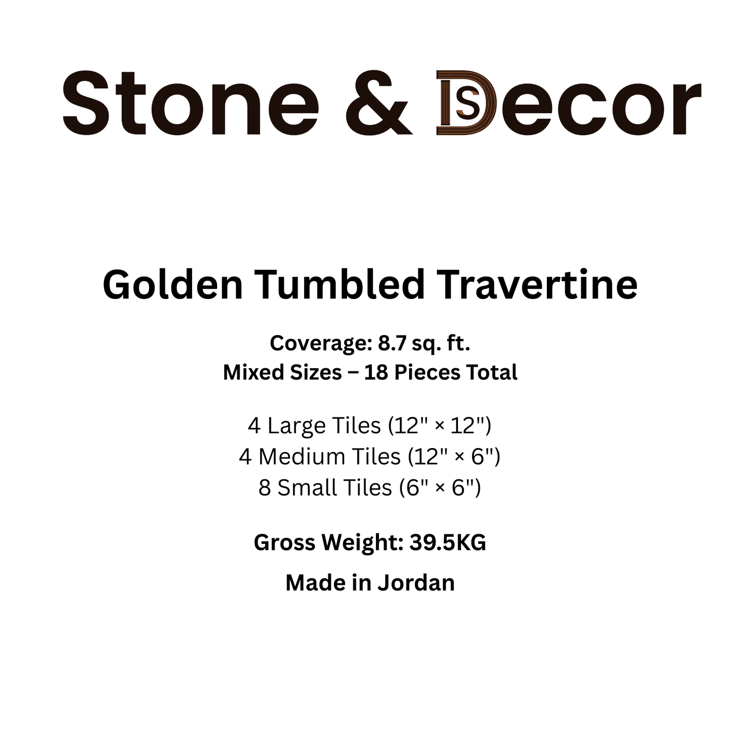 Golden Tumbled Travertine — Mixed Sizes (8.7 sqft per box)
