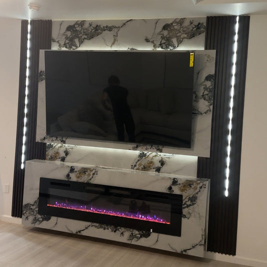 Custom Feature Wall With Fireplace and Lighting – Fresno